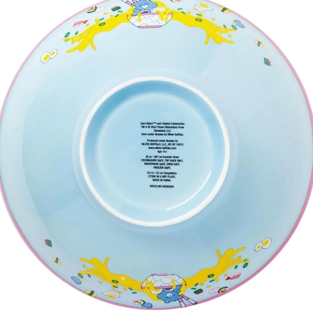 Care Bears‎ Ceramic Bowl with Chopsticks 20 oz Cartoo Ramen Noodle Soup Dish